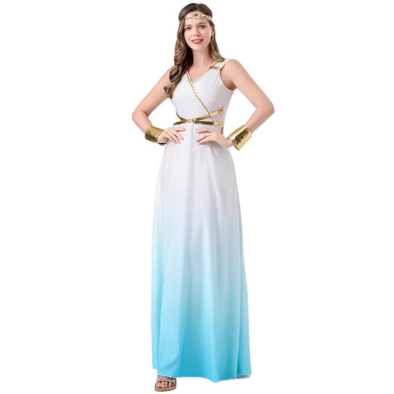 Cosplay Halloween costume blue and white gradual change color Greek Muse dress cosplay party party costume
