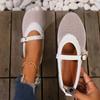 Summer Mesh Hollow Sandals Women Flats Shallow 2024 New Buckle Beach Shoes Comfort Retro Female Flat Shoes