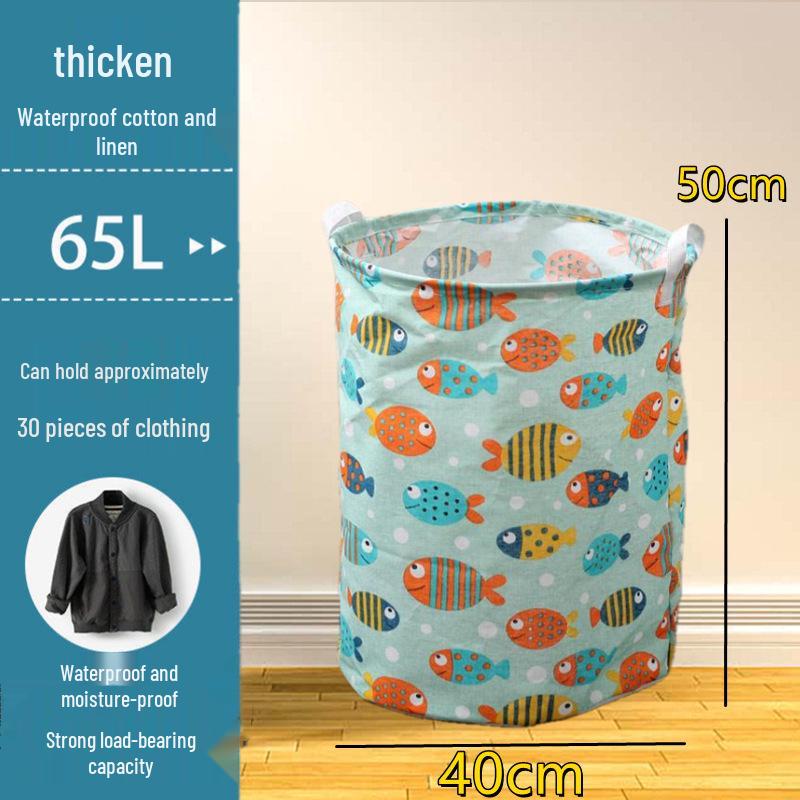 Extra Large Cotton Linen Folding Laundry Basket and Toy Hamper
