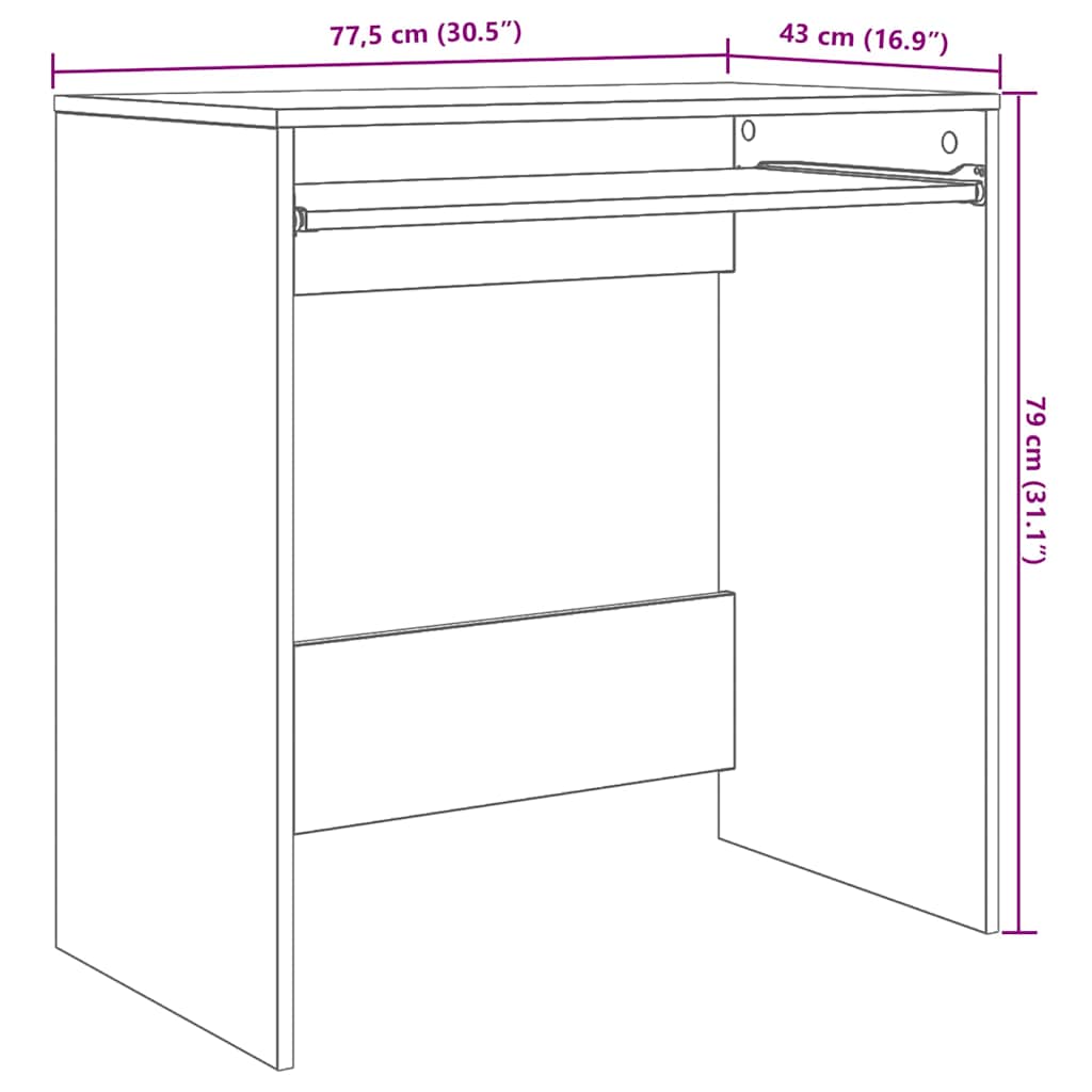 Desk Grey Sonoma 77.5 x 43 x 79 cm Particleboard