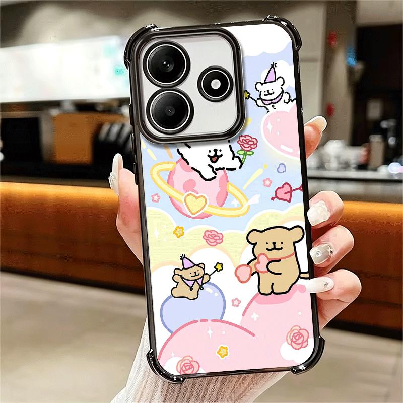 Кавайная Линия Щенка Милый Мягкий Чехол Для Телефона Для Xiaomi Redmi Note 14 15 Pro Plus 13 12 11S 11T 5G 10 9S 9 Покрытие Защита От Падения Fundas