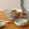 Vintage Blue Small Flowers Ceramic Bowl Luxury Exquisite Ramen Bowls Delicious Dishes Dining Plate High End Household Tableware