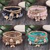 Богемный лист - Этническая подвеска Эластичный шнур Браслет из нескольких нитей с бусинами