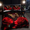 Комплект постельного белья 3 предмета Черный Красный Роза Принт бабочки Уютный пододеяльник Размер Кинг Куин Твин Одинарный Подарок на день рождения Декор для взрослой спальни