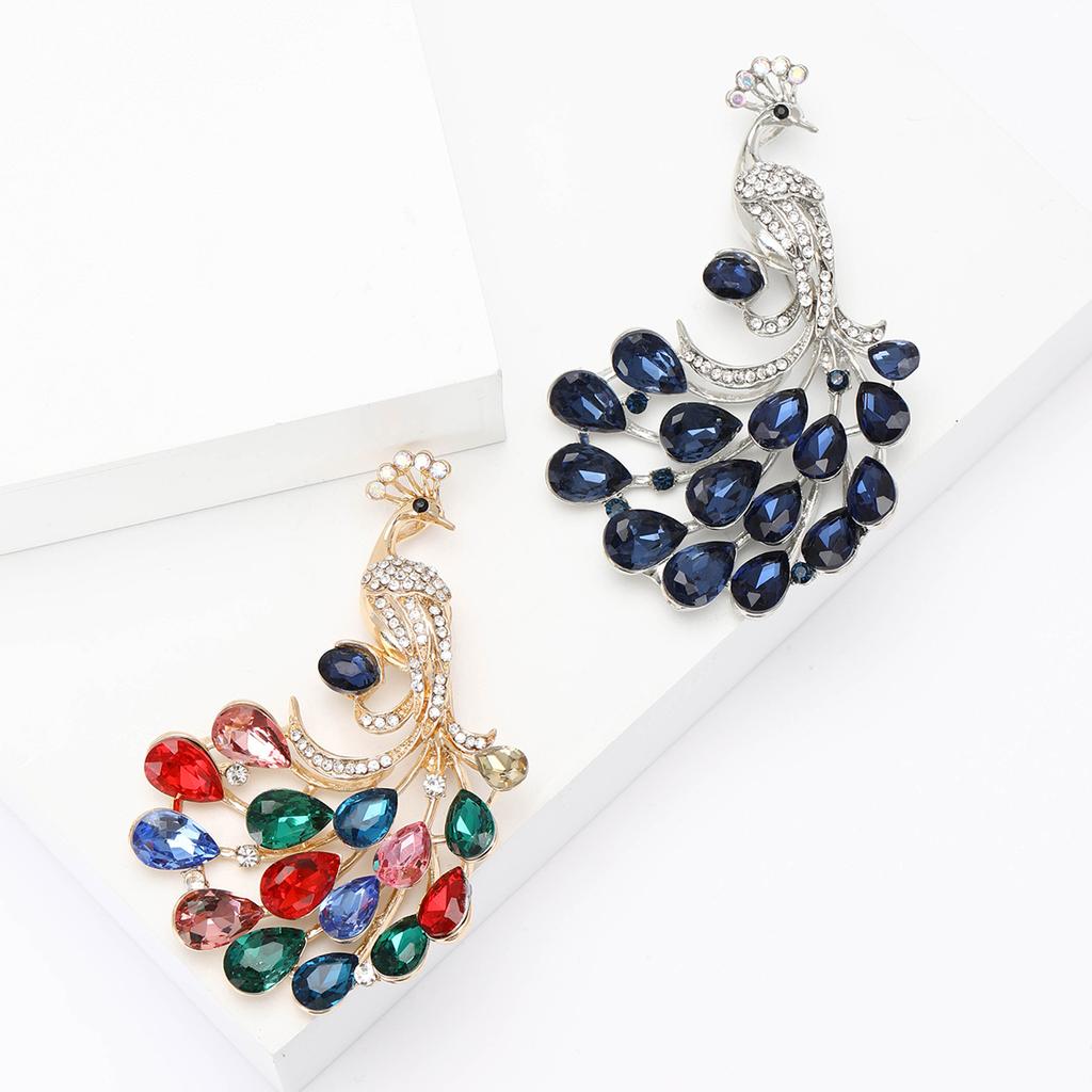 Fashion Versatile Alloy Rhinestone Peacock Brooch High-End Fashion Women'S Cheongsam Shawl Corsage Jewelry Pin