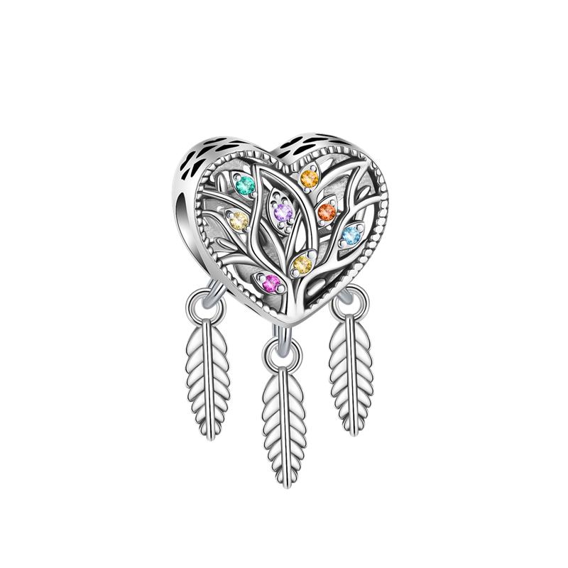 Медные инкрустированные цирконами подвески-перья, бусины, луна, ловец снов, подвески, подходят для оригинального браслета Pandora, ожерелья, DIY украшения