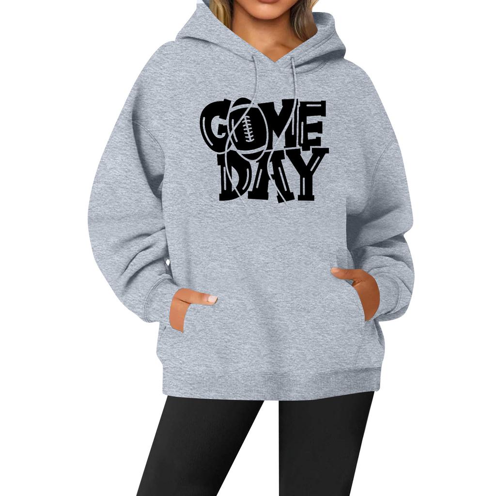 Женская повседневная модная однотонная толстовка с капюшоном и принтом регби с длинными рукавами