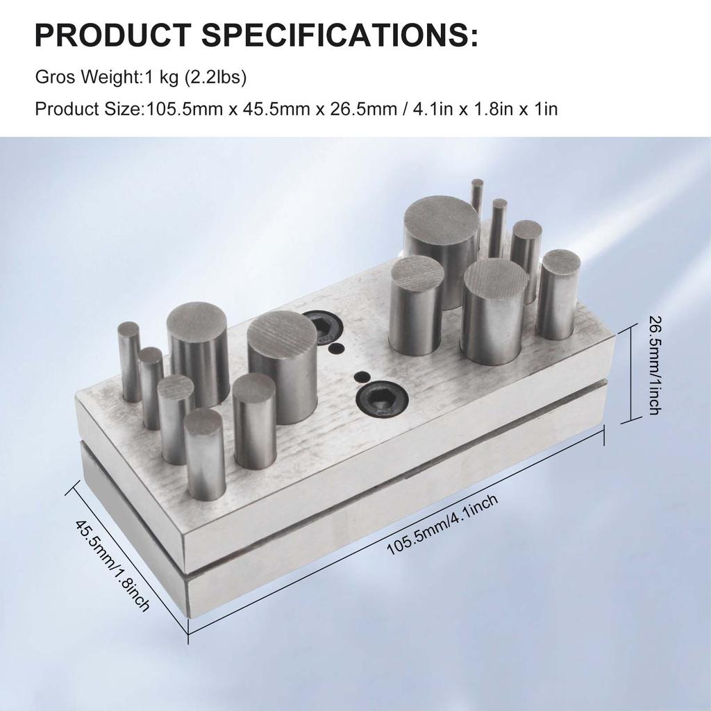 Disc Cutter 14 Round Punches Set Jewelry Making Metal Cutting Forming Pendant Charm Coin Punch Tool