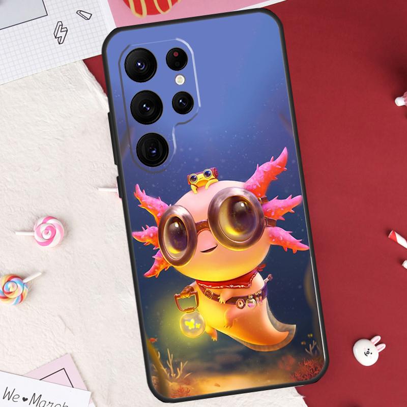 Cute Animal Axolotl Case For Samsung Galaxy S25 FE S23 FE S20 S21 S22 S24 S25 S26 Ultra S10 S25 Plus Cover Shell