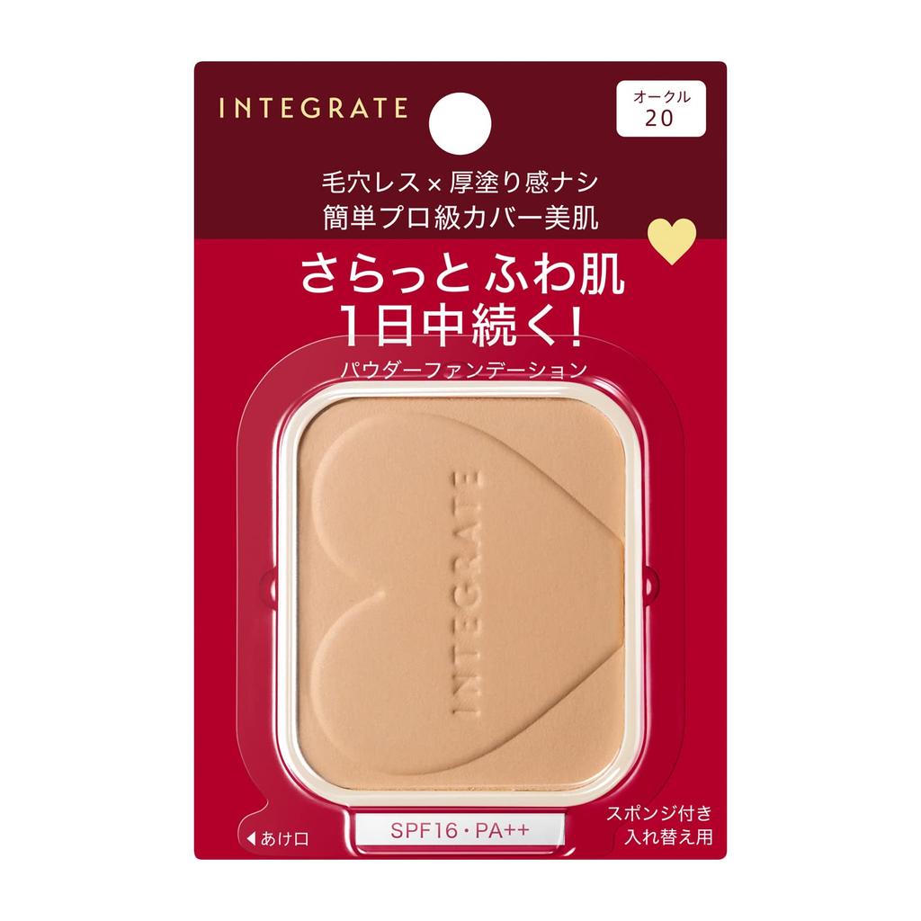 Тональная основа INTEGRATE Pro Finish Ocher 20 Natural Skin Color SPF16PA++, сменный блок 10 г