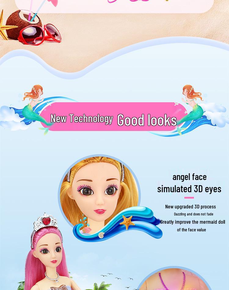 Набор кукол «Принцесса-русалка» для ролевых игр со светом и музыкой – Идеальный подарок на день рождения для девочек