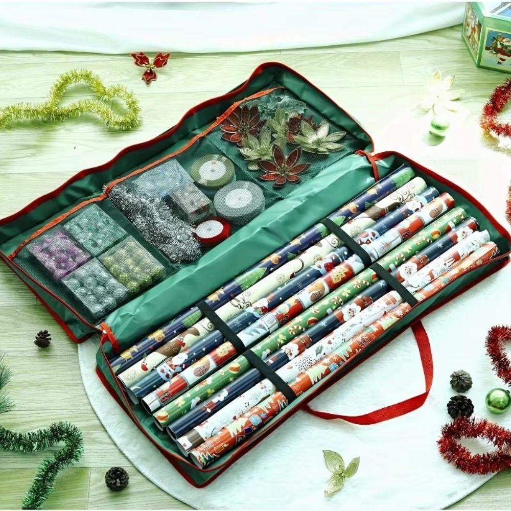 Large Capacity Christmas Wrapping Paper Storage Bag Non-woven Fabric Dustproof Household Storage Bags Reusable Multipurpose