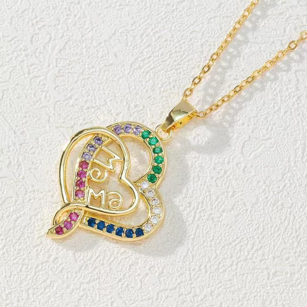 New Fashion Titanium Steel Heart Necklace Senior Sense of Inset Zircon Stainless Steel Collarbone Chain for Women's and Girls