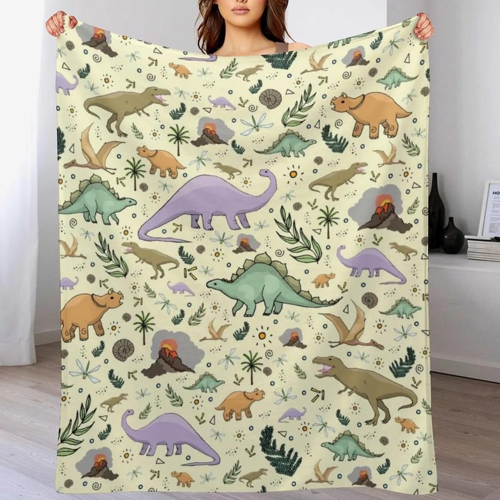 Dinosaurs Throw Blanket All Season Lightweight Soft Blanket for Bed