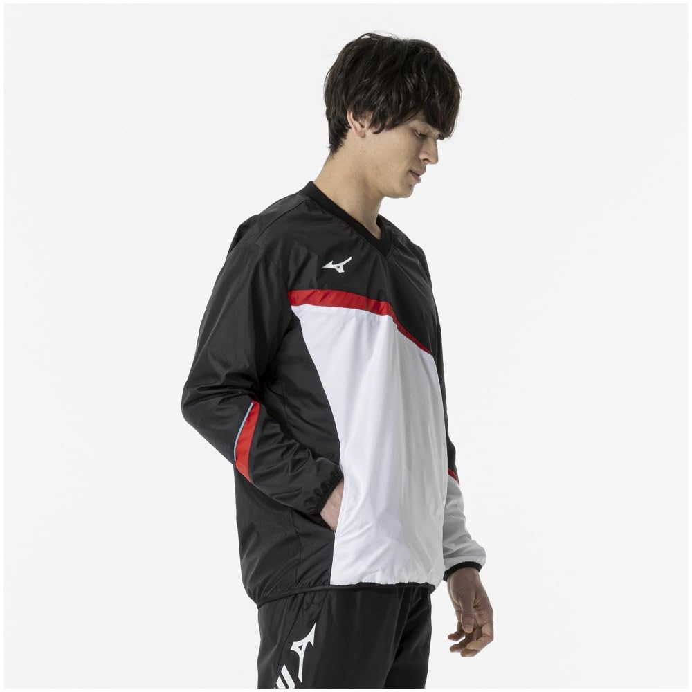 Tennis Wear Windbreaker Shirt Water Repellent Standard Silhouette Mesh Lining 62MEA504 Black X Red L [Mizuno]