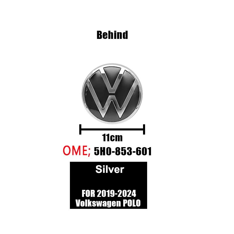 YKPSC1 139mm 110mm VW Logo ABS Emblem Car Hood Front Grill Rear Trunk Badge Accessory For Volkswagen Polo 2019 2020 2021 2022 2023 2024