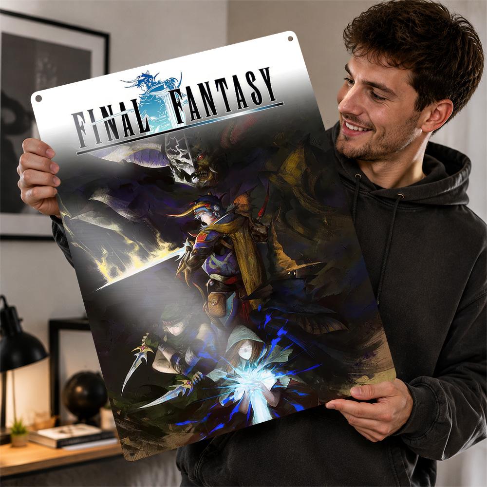 Final Fantasy Characters and Villain Personalized D Textured Metal Poster Wall Art Tinplate Sign for Modern Home Decoration