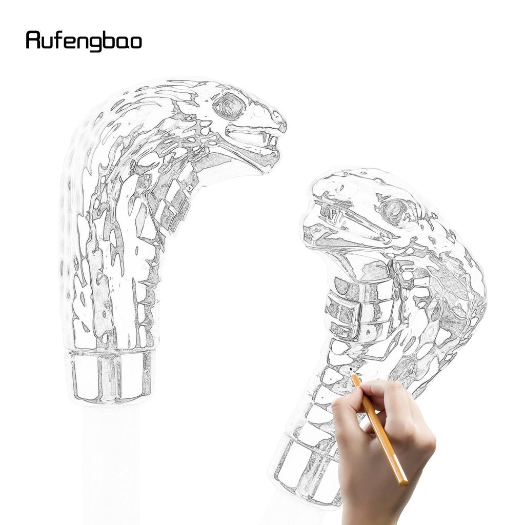 White Metal Snake Cobra Head Wooden Fashion Stick Decorative Cospaly Party Wood Walking Cane Halloween Mace Wand Crosier 93cm