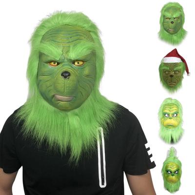 Рождественская подушка для лица, реалистичная латексная зеленая повязка на голову, костюм Санта-Клауса для косплея, аксессуары для рождественской вечеринки