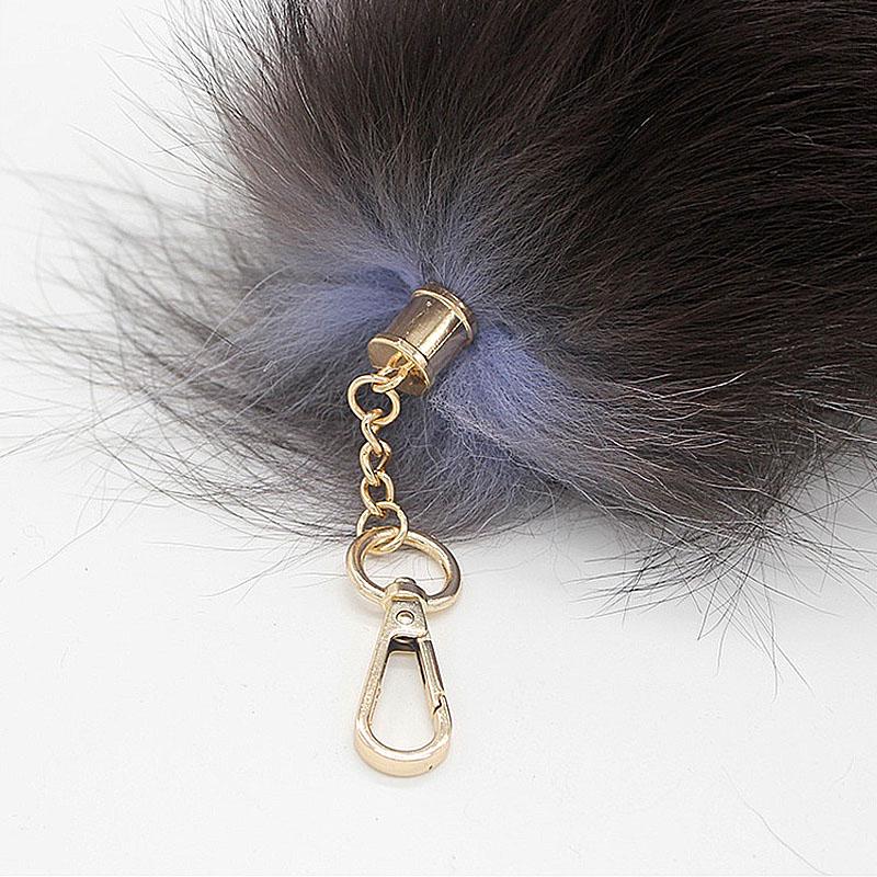 Charm Long Pendant Fluffy Fox Tail Fur Keychain Handbag Accessories Keyring Fashion Lovely 40cm