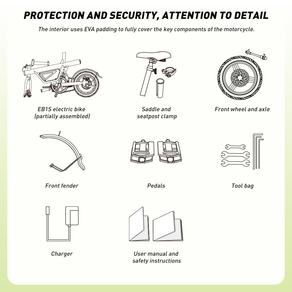 Foldable Electric Bike EB1S 250W Motor 12AH Battery 25km/h High-Speed 14inch Vacuum Inflatable Tires With APP Control