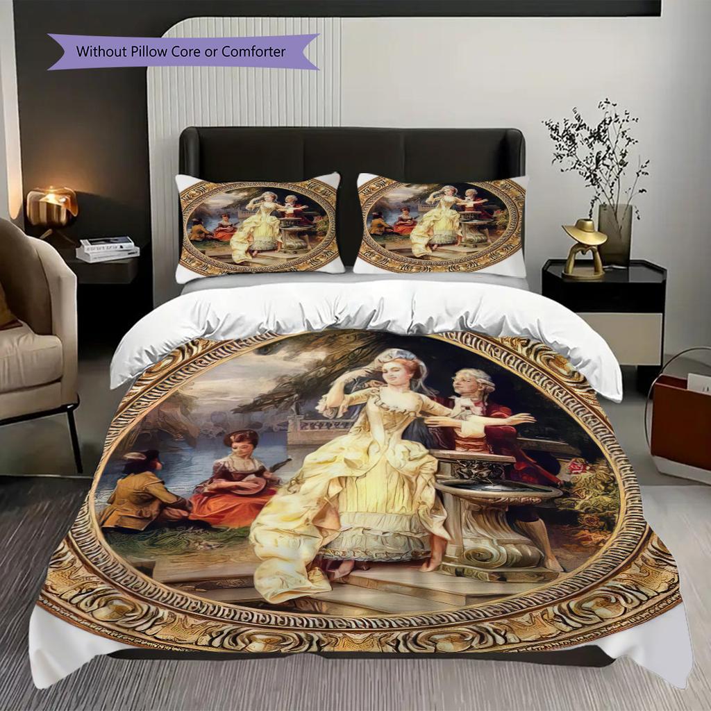 Elegant Victorian-style romantic lady bedding, duvet cover, pillowcase, home decoration, birthday gift (1 * duvet cover+2 * pillowcase, coreless)