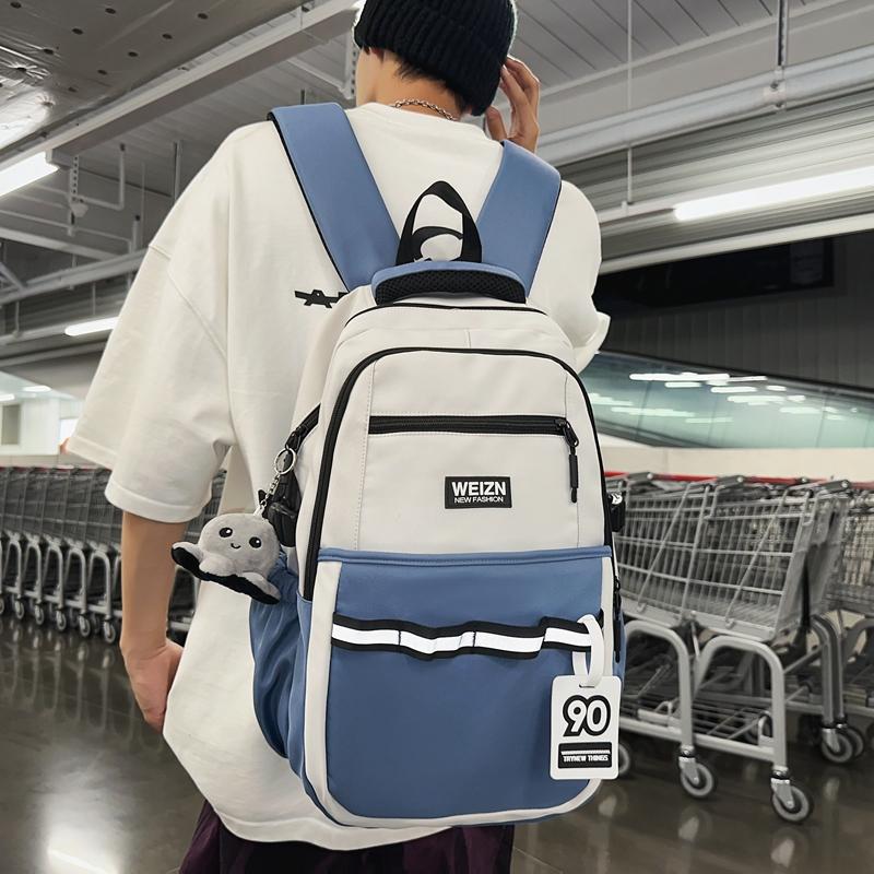 Мужской рюкзак с цветными блоками, женская дорожная сумка большой вместимости, многофункциональная студенческая школьная сумка для кампуса