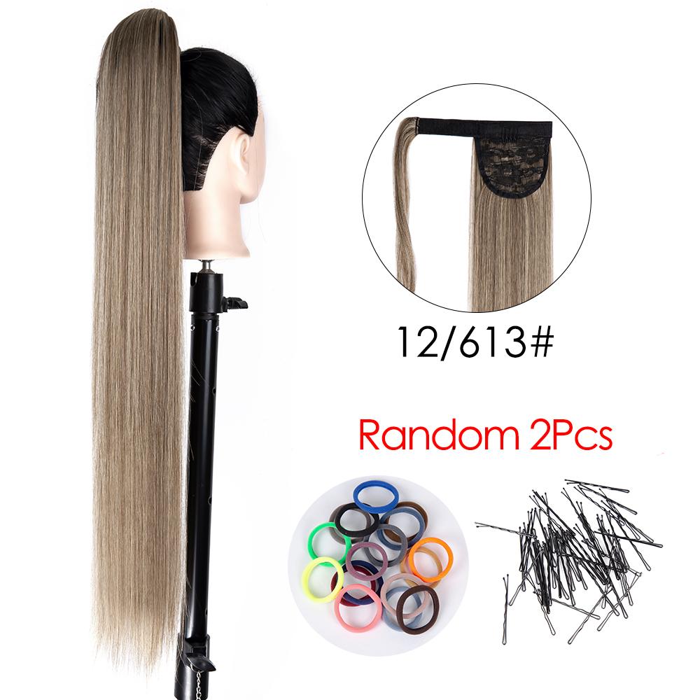 85 см 33 дюйма длинный хвостик шиньоны для женщин прически прямой синтетический искусственный хвост обертывание вокруг зажима в конском хвосте