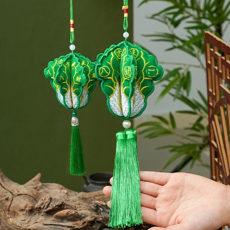 Dragon Boat Festival Sachet Small Pendant, Handmade Embroidered 3D Cabbage Design, Ready-To-Wear, Portable, Ancient Style Creative Design