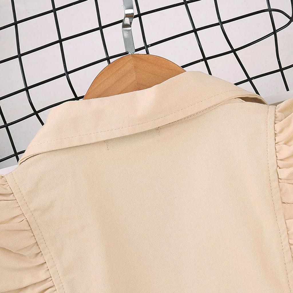 Toddler Kids Flare Sleeve Belt Solid Windproof Windbreaker Jacket Coat