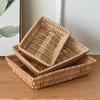 Serving Basket 35x25x7cm Multifunctional Stackable Woven Serving Tray for Bread Candies Biscuits Fruits