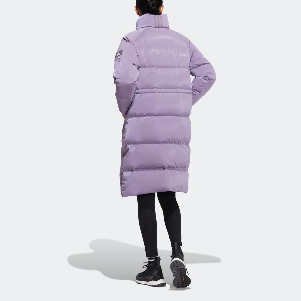 Adidas W Goose Down Solid Logo Zip Stand Collar Mid-Length Down Jacket Women Jacket Purple HN2119