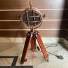 55.88 Cm Nautical Copper Spotlight Table Lamp Handmade Wooden Adjustable Tripod Stand Maritime Home Decor