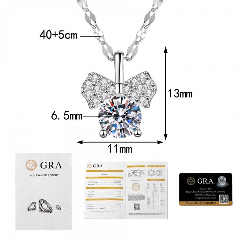 Moissanite Necklace Women 1ct Mickey Princess Pendant Lip Chain Cute Classic Jewelry