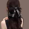 Elegant Versatile Chiffon Floral Print Bow Ponytail Clip Headwear For Women Girls Sweet Bow Ribbon Hair Clip Hair Accessories