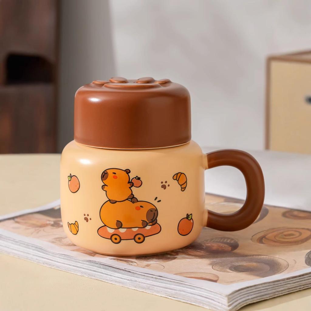 Чайник с крышкой Пылезащитная Мультяшная Керамическая Кружка Набор Сувенирных Подарков Чашка для воды Девушка Офисная Чашка для питья воды Маленький подарок