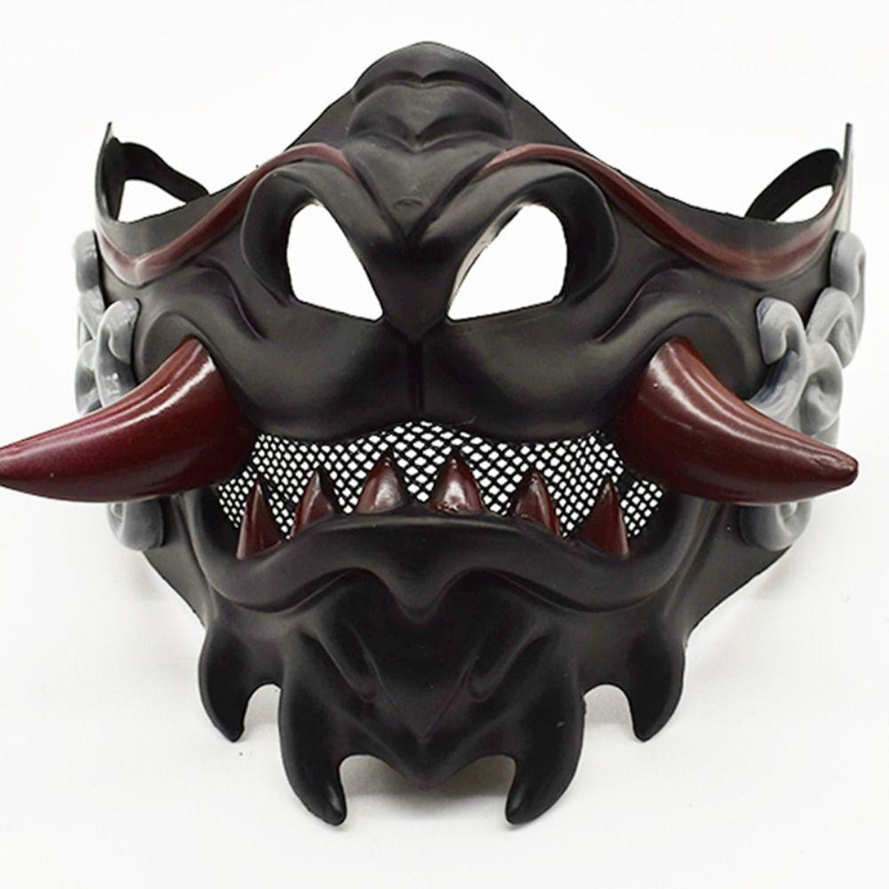 Dress Up Samurai Cosplay Mask Cosplay Half Face Mask Toy Cosplay Red Prajna Mask Show