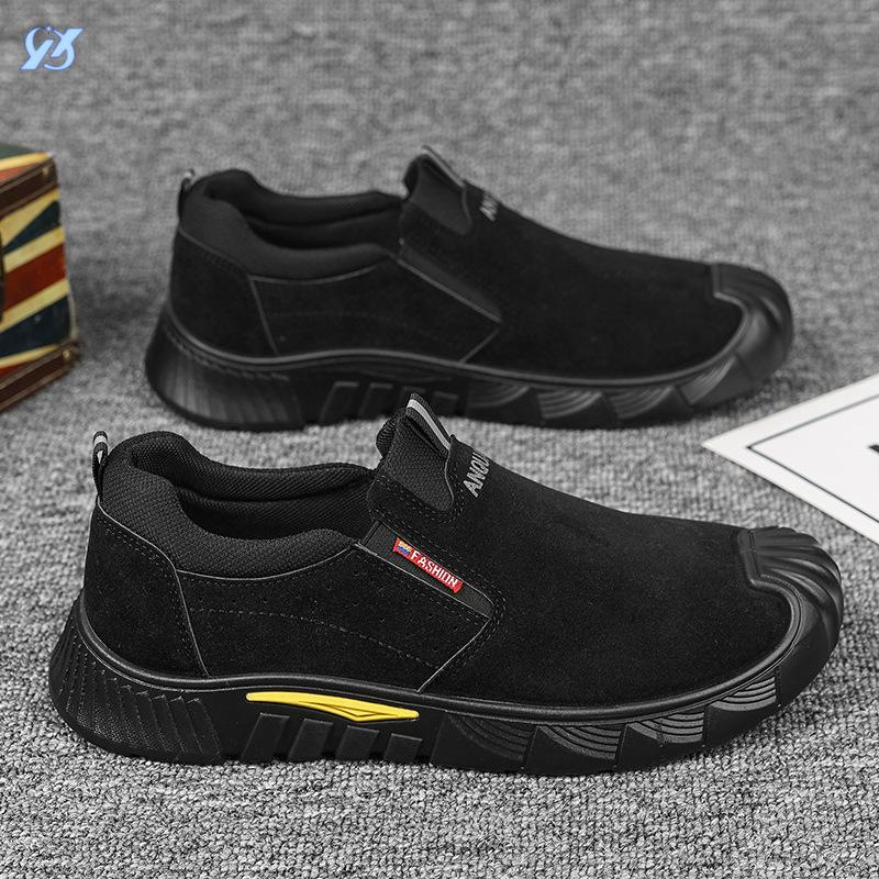 Soft-soled Men's Shoes Autumn New Low-top Labor Insurance Shoes Men's Fashion Wear-resistant Work Shoes Black Versatile Casual Shoes