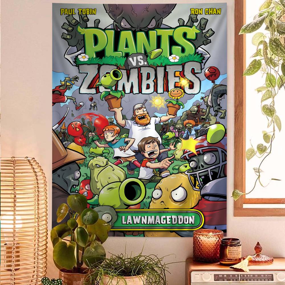 Classic Game PPlants Vs ZZombies Tapestry Wall Hanging Cheap Hippie Wall Hanging Bohemian Wall Tapestries