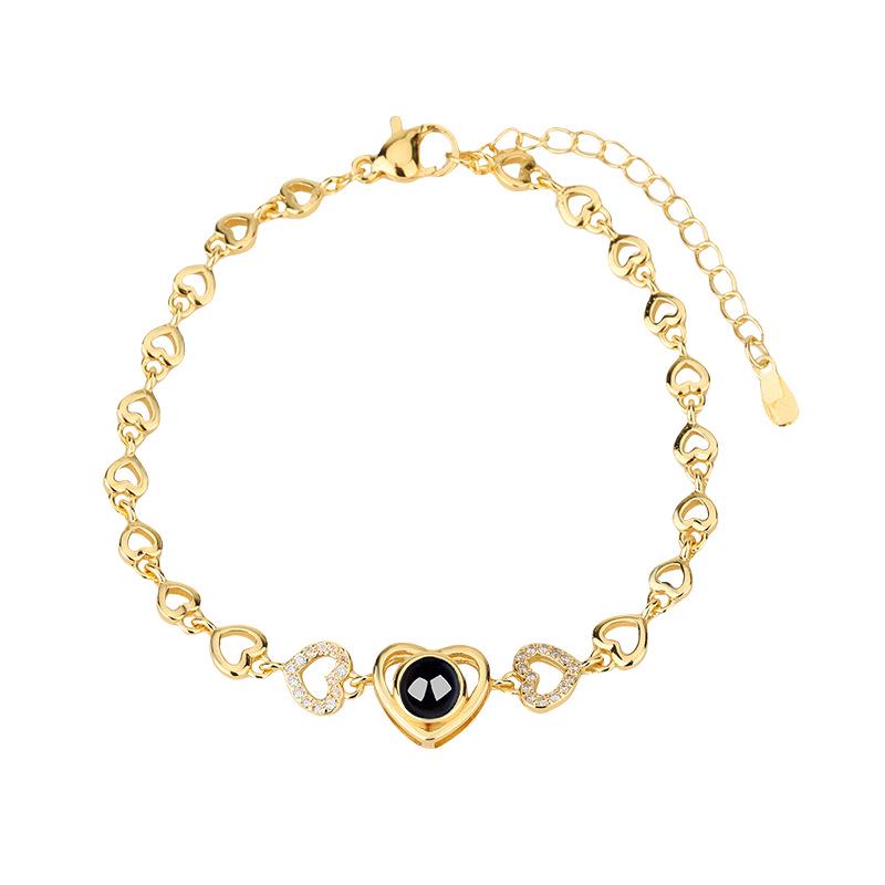 Heart-Shaped Projection Bracelet for Women - Customizable High-Definition Black and White Photo Charm
