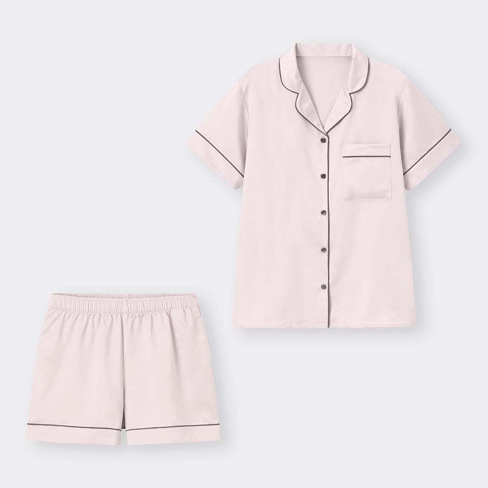 GU by Uniqlo Атласная пижама с короткими рукавами и шортами 