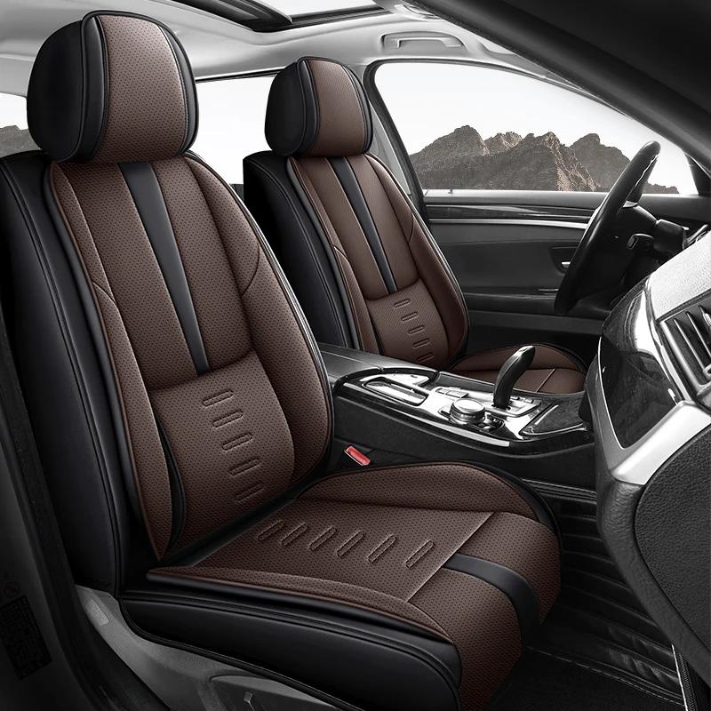 Минималистичный чехол на сиденье автомобиля с фиксированной поясничной поддержкой – Одиночное переднее сиденье, Премиальная износостойкая ПУ кожа, Универсальная посадка