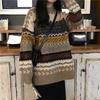Women's Fashion Printed Sweater Round Neck Long Sleeve Sweater
