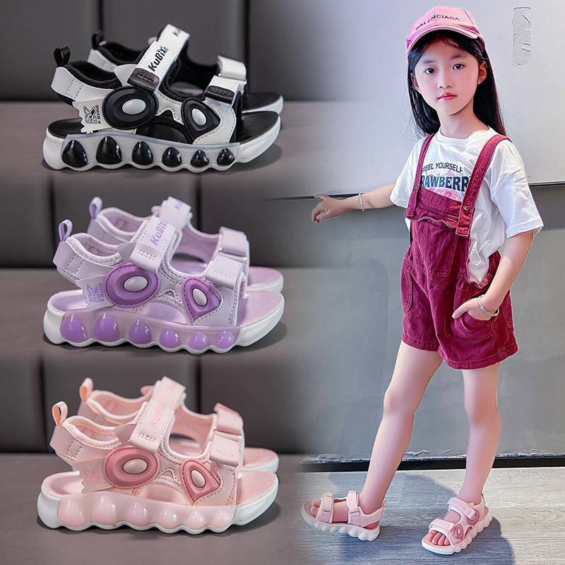 Сандалии для девочек, нескользящая обувь на мягкой подошве для маленьких девочек, нескользящая детская пляжная обувь среднего и большого размера