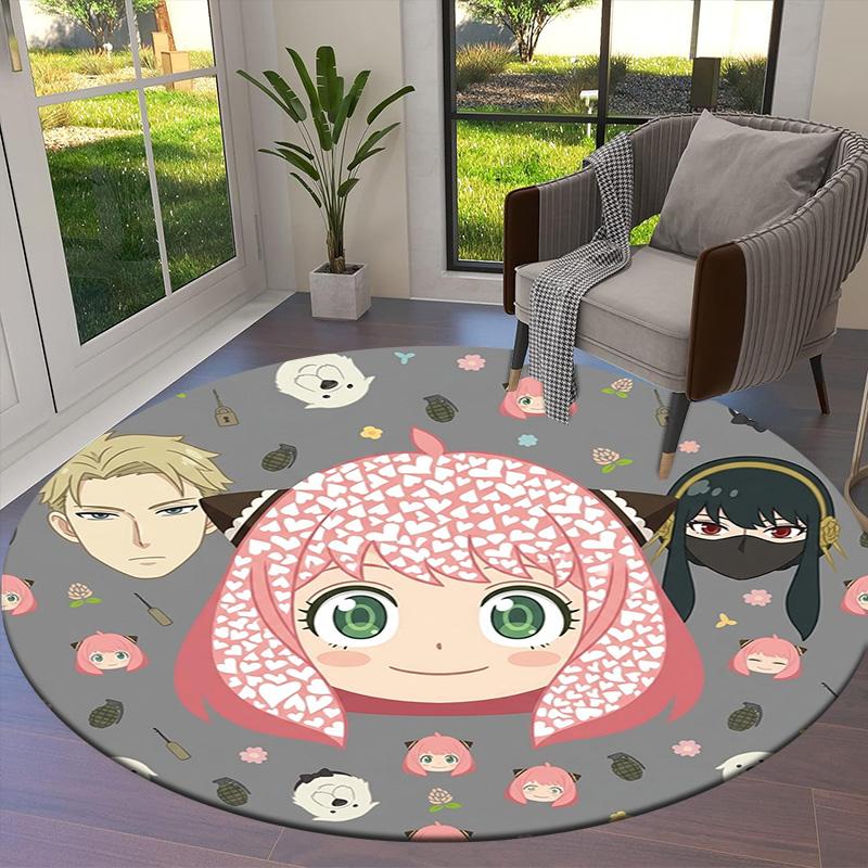 Ковер круглый Spy Family Ковер для гостиной, спальни, дивана, игровой комнаты Декор Нескользящий коврик для пола