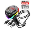 Car Bluetooth 5.0 FM Transmitter PD USB Car Charger MP3 Modulator Player Handsfree Audio Receiver With 3 In 1 Charge Cable for IPhone Huawei Xiaomi