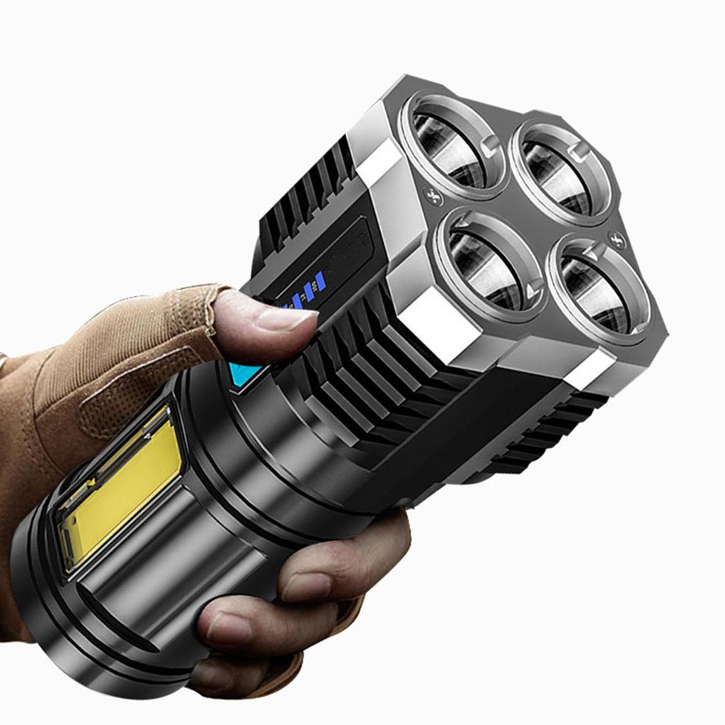 4 фонарика с четырьмя лампами, 4 светодиода, USB аккумуляторная боковая лампа, дисплей, портативный фонарик