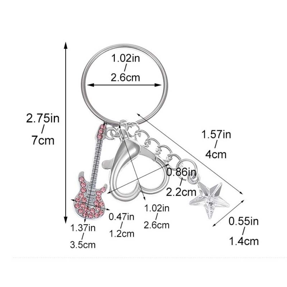 Guitar Guitar Keyring Star Musical Instrument Keychain Guitar Key Chain Musician Jewelry Gift