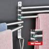 Swivel Out Towel Racks with Hooks 5-Bars Foldable Arms Bath Towel Hanger Wall Mount Towel Bar
