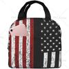 Сумка-тоут с американским флагом для обеда для женщин и мужчин, многоразовый изолированный контейнер для обеда-холодильника с карманом для работы в офисе